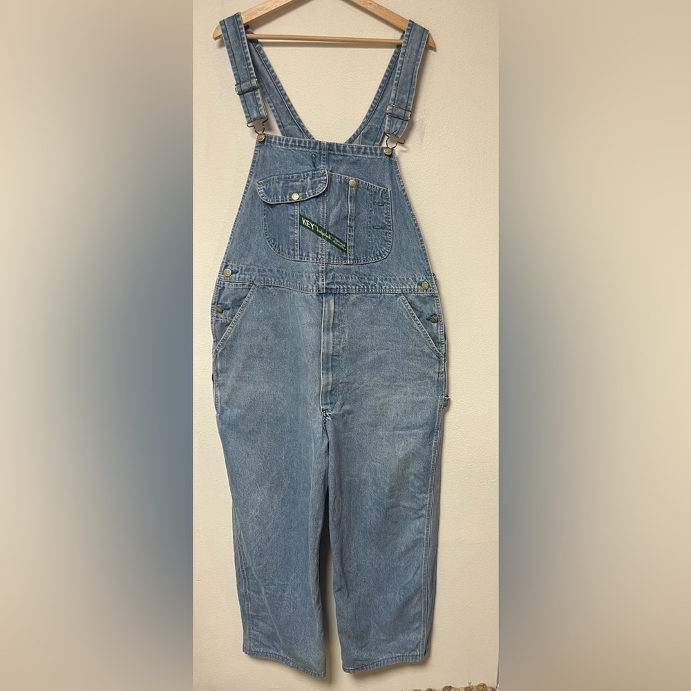 Vintage KEY IMPERIAL Men's Denim Bib Suspender Overalls Wide Leg
Size W40 L30